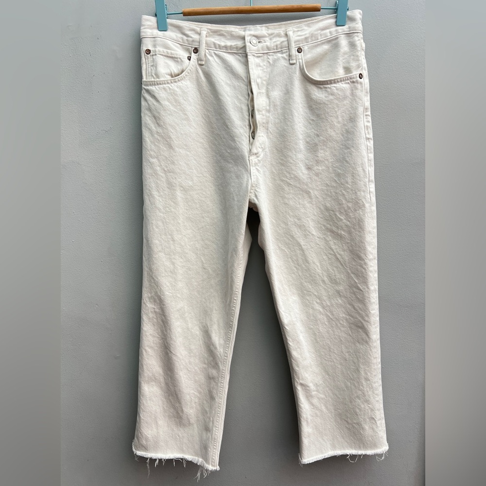 Agolde 90s Pinch High Rise Raw Hem in Marshmallow, Size 30